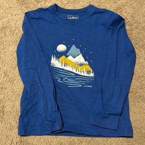 Blue Long-Sleeved T-Shirt with Mountains